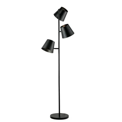 Piantana moderna in metallo grezzo grigio, 3 luci E27, 51x165cm