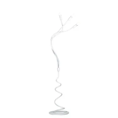 Piantana curvilinea in metallo e silicone bianco, 3 luci E14, 165x120cm