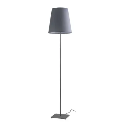 Piantana in metallo grigio con paralume in tessuto, 1 luce E27, 34x155cm