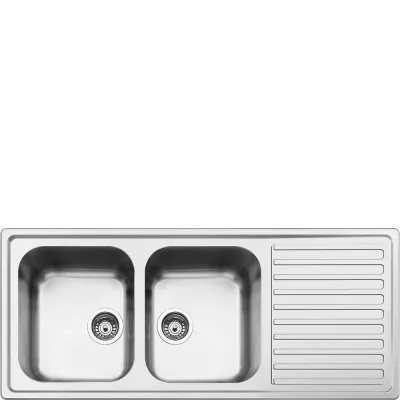 Smeg Lavello due vasche con gocciolatoio LLR116-2 finitura acciaio inox da 116 cm - IN PROMOZIONE FINO AL 30/06
