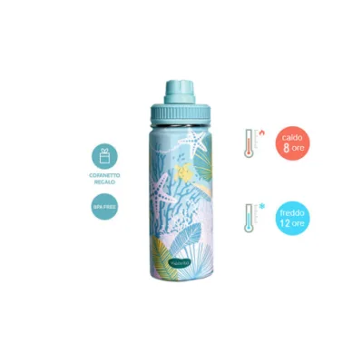 NEAVITA BOTTIGLIA THERMOS ACCIAIO TWICE SEA AZZURRA 500 ML