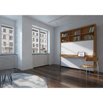 SmartBeds Letto matrimoniale a scomparsa DOTTO L con scrivania ad apertura orizzontale da 218 cm