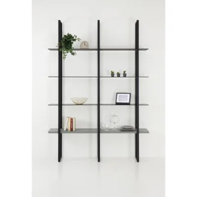 X.ABITAre Libreria a parete Look art. DL2022 con struttura in alluminio da 140 cm - Composizione 5