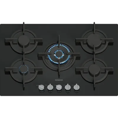 Siemens Piano cottura a gas EP7A6QI10 finitura vetro nero da 75 cm