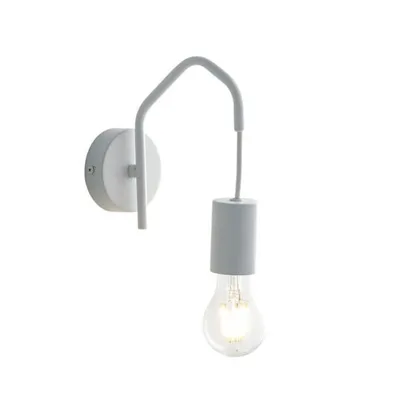 Applique moderno in metallo bianco, lampadina E27, 17.5x8cm