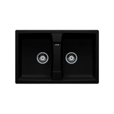 Blanco Lavello due vasche SONA 8 1556182 finitura nero da 78x50 cm - Sopratop