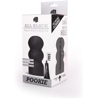 Masturbatore uomo All Black Pookie Male Masturbator Real Skin Touch 17 cm