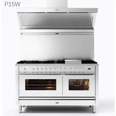 Ilve Cucina P15W Professional Plus P15SWE3 doppio forno e piano cottura 7 fuochi con coupe de feu da 150 cm