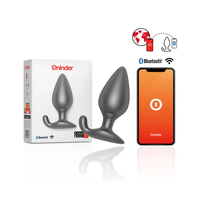 Oninder Rio plug anale vibrante nero con app gratuita IPX7 ricaricabile anal plug