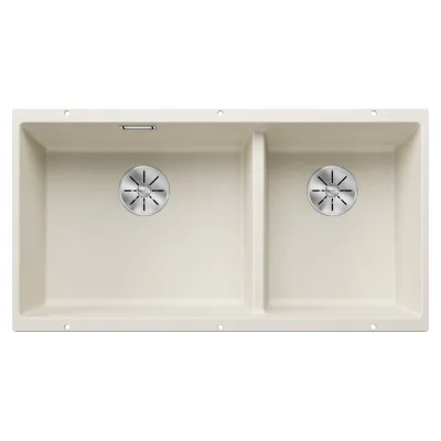 Blanco Lavello a due vasche SUBLINE 480/320-U Platinum 5527168 finitura soft white da 85x46 cm - Sottotop