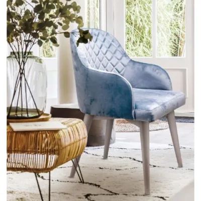 Sedia Poltroncina in Velluto Celeste stile Moderno Contemporaneo VENEZIA 1 per cucina e sala da pranzo stile shabby