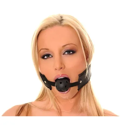 Morso BDSM Ball Gag Traspirante Nero Palla Forata Regolabile Fetish Bocca Adulto