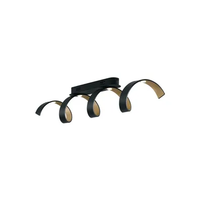 Plafoniera LED nera a spirale in alluminio, 20W, Luce naturale, 80x18cm