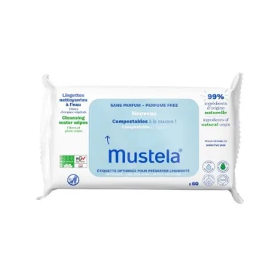 MUSTELA SALVIETTE ACQUA COMPOSTABILI SENZA PROFUMO 60 PEZZI
