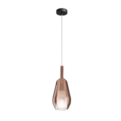 Sospensione in vetro color rame, lampadina E27, 16x242cm