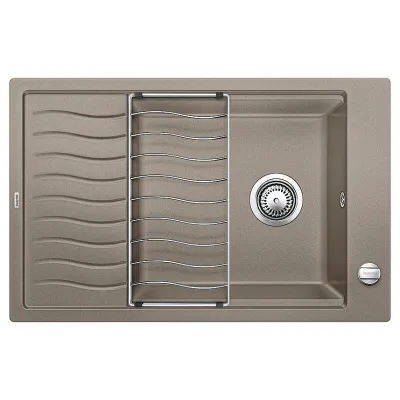 Blanco Lavello una vasca con gocciolatoio ELON XL 6 S 1518743 finitura tartufo da 78x50 cm - Sopratop