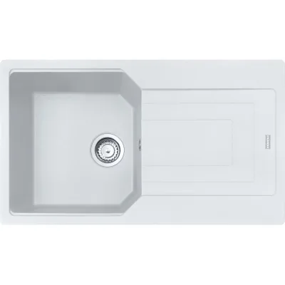 Franke: Lavello una vasca con gocciolatoio Urban Incasso UBG 611-86 114.0686.753 finitura fragranite bianco da 86x50 cm