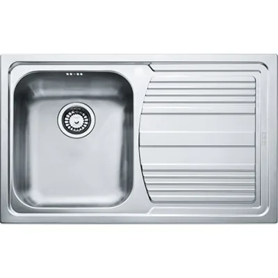 Franke: Lavello una vasca con gocciolatoio a destra Logica Line LLX 611 101.0085.772 finitura inox satinato da 79x50 cm
