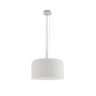 Lampadario a sospensione in vetro soffiato bianco, lampadina E27, 40x150cm