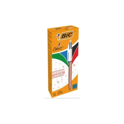 Bic 4 colori oro rosa penna a sfera retrattile punta media 1,0 mm inchiostro a base di olio fusto rosa metallizzato/bianco