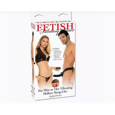 Strap-on vibrante multi speed nero Pipedream indossabile Hollow per lui e per lei 15 cm