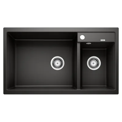 PRONTA CONSEGNA - Blanco | Lavello due vasche con gocciolatoio METRA 9 1525936 finitura nero da 86x50 cm - Sopratop