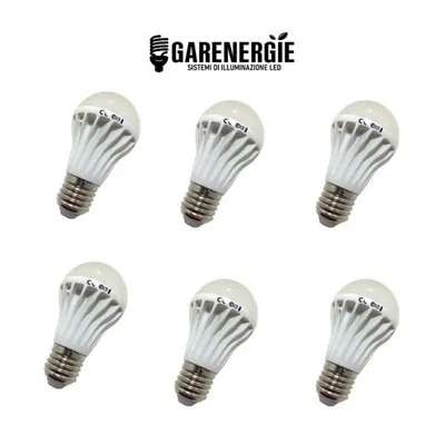 kit 6pz lampada goccia led a55 7w e27 bianco caldo 3000k