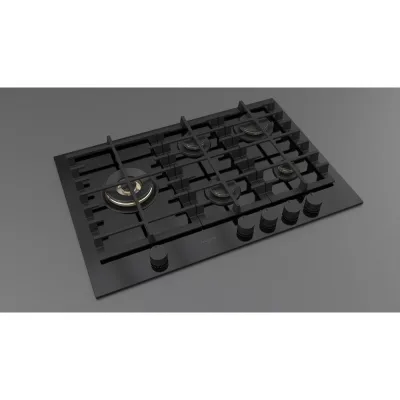 Fulgor Piano cottura a gas FPH 755 G WK BKG finitura vetro nero da 75 cm