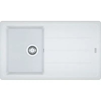 Franke: Lavello una vasca con gocciolatoio Boston Incasso BFG 611-86 114.0370.205 finitura fragranite bianco da 86x50 cm