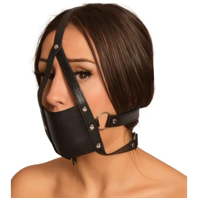 Bavaglio nero con gag Ohmama! regolabile pelle PU bondage per faccia e bocca
