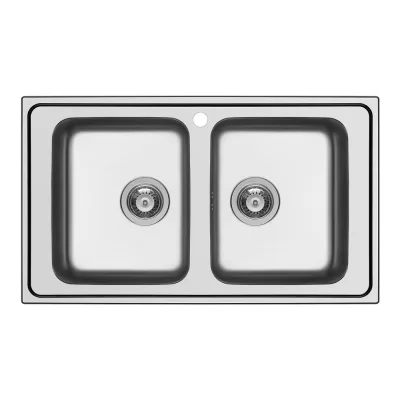 Schock Lavello due vasche WAVE N200 WAVN200 finitura inox spazzolato da 86x50 cm
