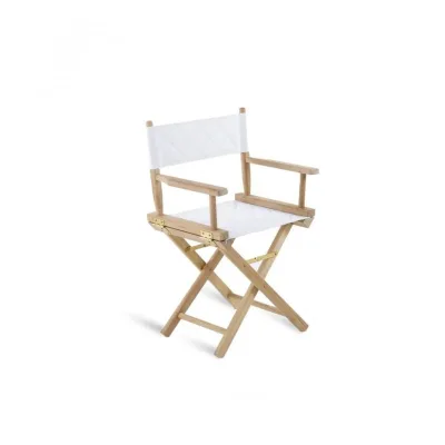 Unopiù Poltroncina pieghevole GINGER con struttura in teak e telo in tessuto plastico bianco