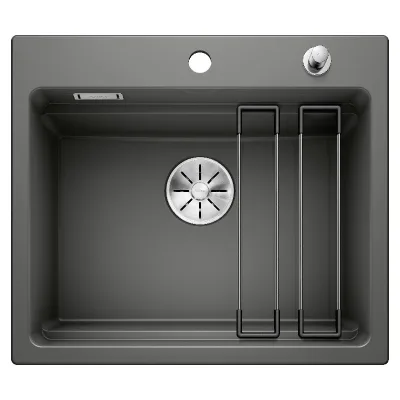 Blanco Lavello una vasca ETAGON 6 1525161 in ceramica basalto da 58.4x51 cm - Sopratop