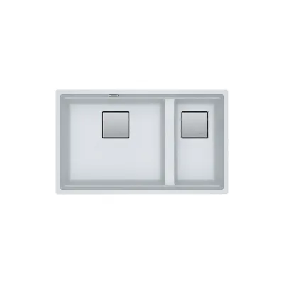 Franke: Lavello due vasche Vasche Kubus 2 Sottotop KNG 120 125.0529.874 finitura fragranite bianco da 72x42 cm
