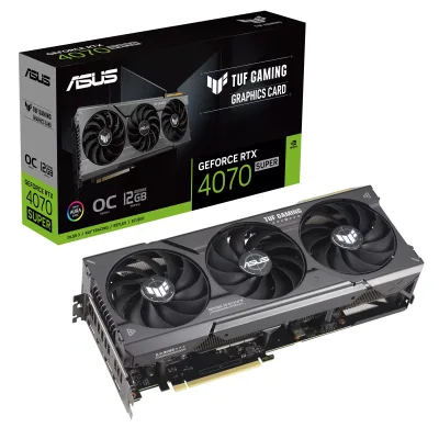 ASUS TUF Gaming NVIDIA GeForce RTX 4070 SUPER OC Edition Scheda Grafica 12 GB GDDR6X, 192 Bit, PCIe 4.0, HDMI, DisplayPort, Nero, TUF-RTX4070S-O12G-GAMING