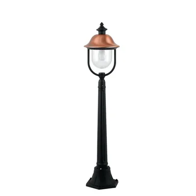 Paletto con lanterna per esterni rame in alluminio, 1 luce E27, 25x118cm