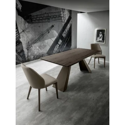 Zamagna Tavolo fisso Slide T1178 con struttura in metallo antracite e piano in ceramica bianco pietra da 180x90 cm