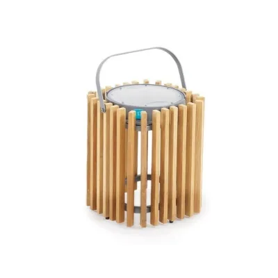 Unopiù Lanterna da esterno SOLARE in teak e alluminio grafite da 24x24 cm