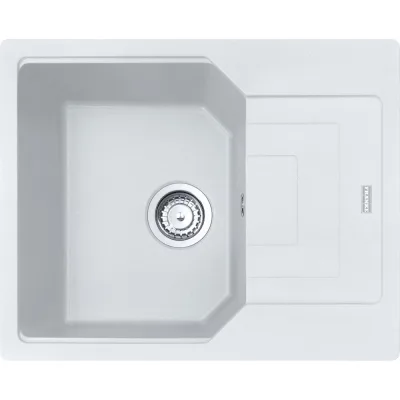 Franke: Lavello una vasca con gocciolatoio Urban Incasso UBG 611-62 114.0686.744 finitura fragranite bianco da 62x50 cm