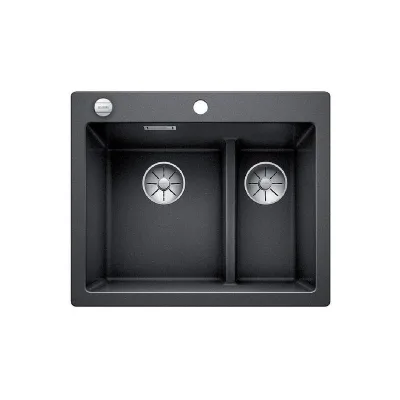 Blanco Lavello una vasca SX con vaschetta PLEON 6 Split 1521689 finitura antracite da 61.5x51 cm - Sopratop