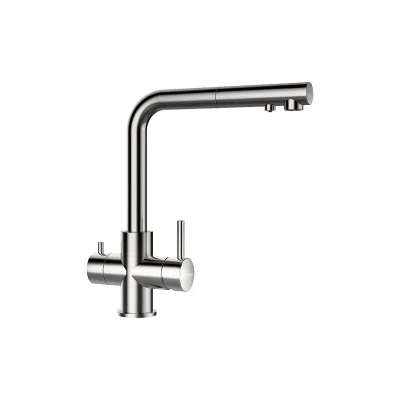 Schock Miscelatore 3 vie a doppio comando VITUS CON DOCCIA 560120EDM finitura acciaio inox massiccio