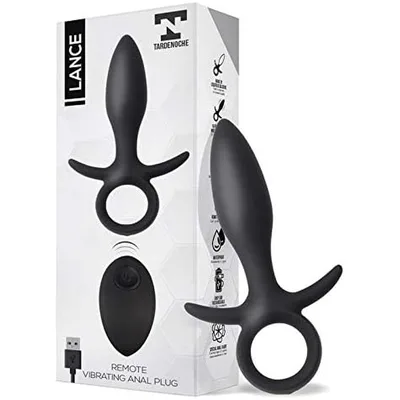 Plug anale a spada 14,5 cm Lance telecomando 10 vibrazioni USB nero silicone