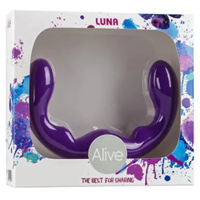 Dildo doppio ALIVE Luna in silicone viola, 25 cm