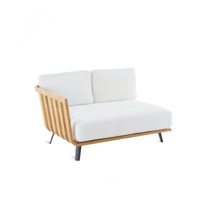 Unopiù Modulo angolo destro WELCOME in teak da 138 cm - Con cuscino di seduta e schienale