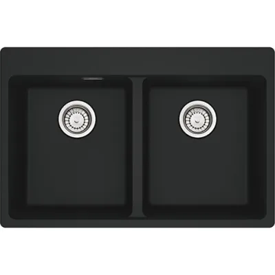 Franke: Lavello due vasche Vasche Sopratop Centro MRG 620-34-34 FTL 114.0661.690 finitura fragranite black matt da 76x50 cm
