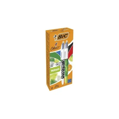 Bic 4 Colori Velours Penna a Sfera Retrattile Design Jungle Punta Media 1,0mm 9672771