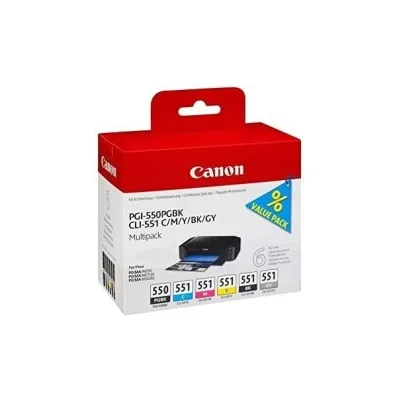MULTIPACK 6 Cartuccia ORIGINALE CANON 6496B005 PIXMA IP7250 PGI-550 NERO CLI 551 BK CY MA YE GY