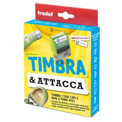 Kit timbra & attacca timbro componibile per stampa su tessuti ed etichette