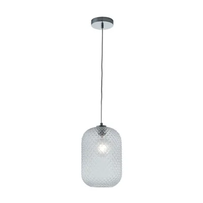 Lampadario elegante in vetro cristallo trasparente, lampadina E27, 20x150cm