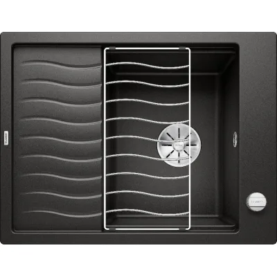 Blanco Lavello una vasca con gocciolatoio ELON 45 S 1525879 finitura nero da 65x50 cm - Sopratop